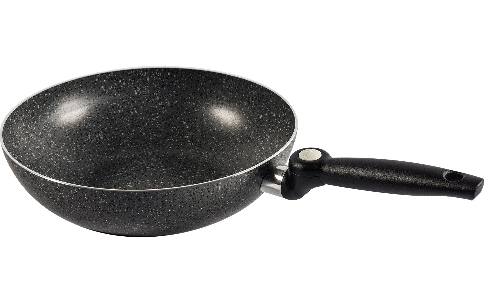 Wok Stone Rock aluminiumspanne 24 cm med sammenleggbart håndtak forfra