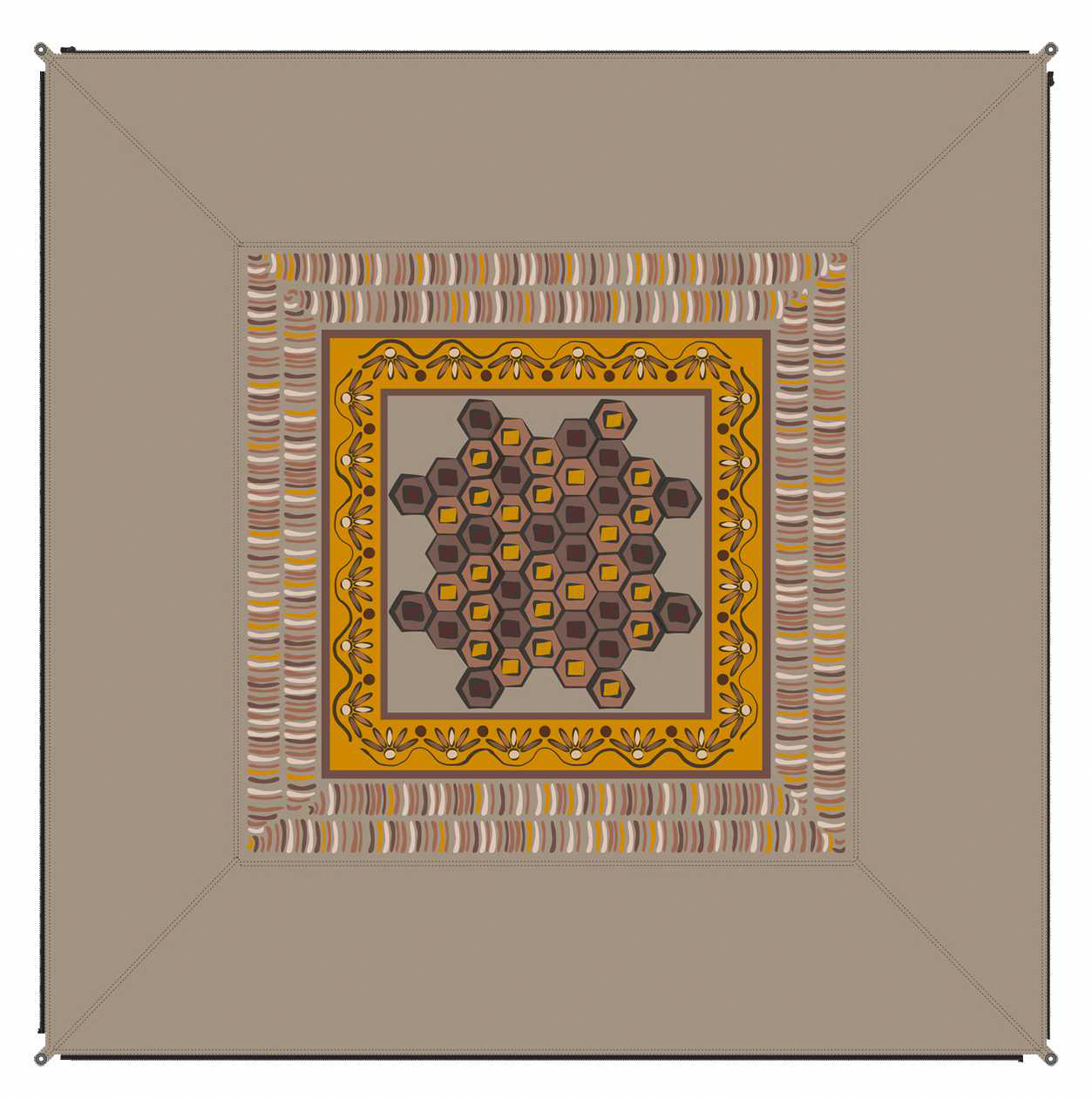 Zip Carpet sammenkoblbart teppe 250x250 cm Afrika forfra